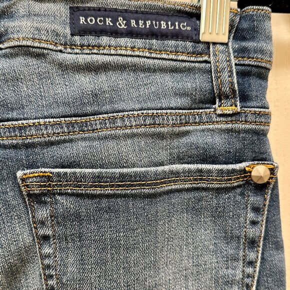 Rock & Republic Denim Jeans Women's Size 4 Blue Low Rise Indee Distress Studded - Picture 11 of 14